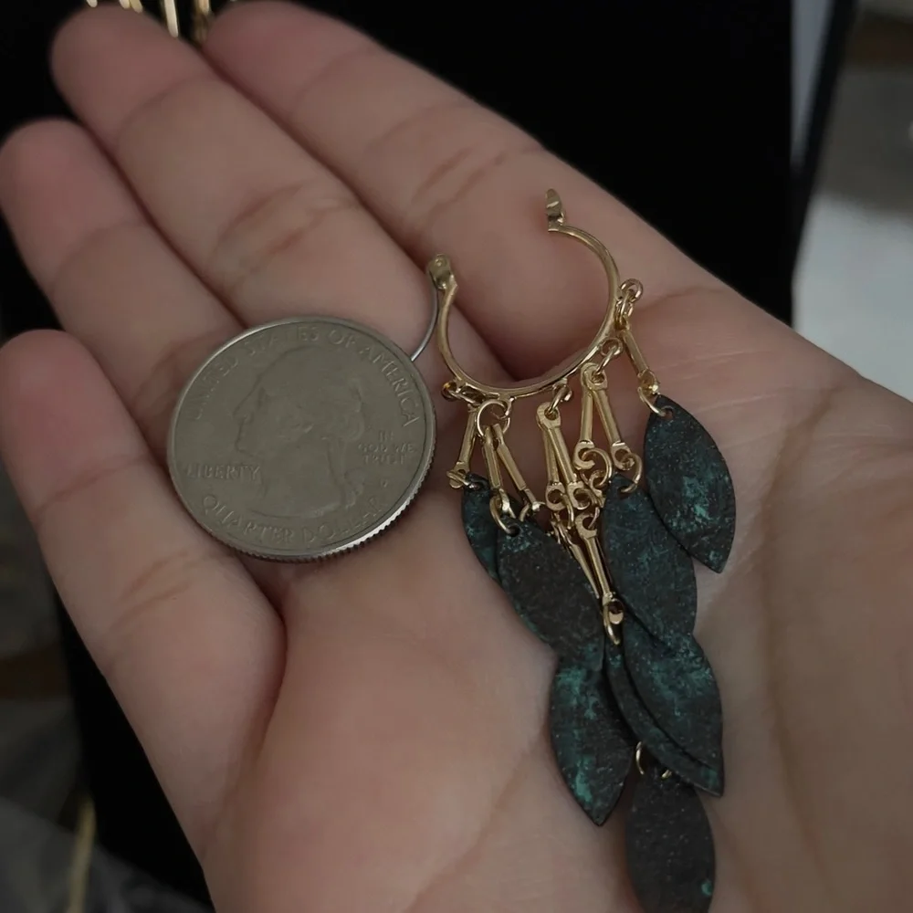 Tassel gold tone chandelier earrings